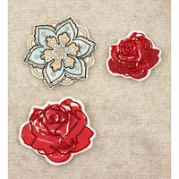Prima - Art Stitched Charms Collection - Mulberry Embellishments - Roses