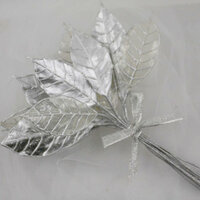 Prima - Holiday Lights Collection - Lustered Leaf Sprays - Silver, CLEARANCE