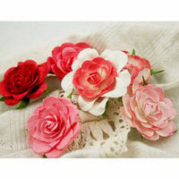 Prima - Trellis Roses Collection - Flower Embellishments - Coral Rose, CLEARANCE