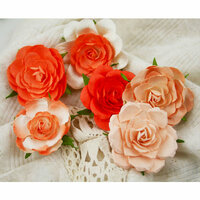 Prima - Trellis Roses Collection - Flower Embellishments - Orange Creme