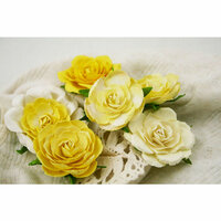 Prima - Trellis Roses Collection - Flower Embellishments - Lemon Creme