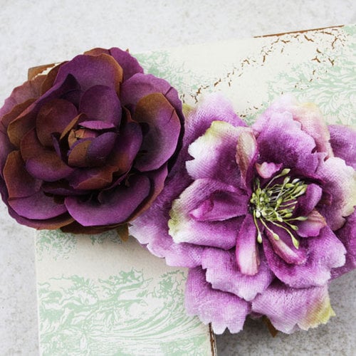 Prima - Baroque Blooms Collection - Flower Embellishments - Plum