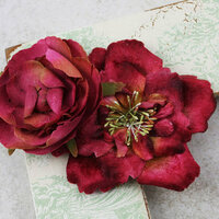 Prima - Baroque Blooms Collection - Flower Embellishments - Maroon