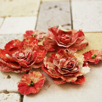 Prima - Gallery Roses Collection - Flower Embellishments - Red and White
