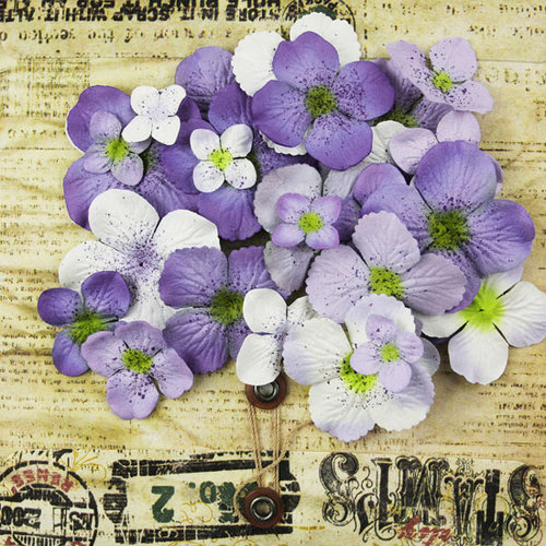 Prima - Painterly Petals Collection - Flower Embellishment Bag - Hydrangeas - Violet, BRAND NEW