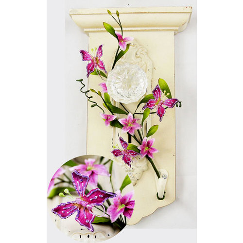 Prima - Flutter Vines Collection - Butterfly and Flower Embellishments - Fuchsia, CLEARANCE