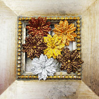 Prima - Holiday Lights Collection - Flower Embellishments - Poinsettias - Gilded Mix, CLEARANCE