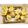 Prima - Holiday Lights Collection - Flower Embellishments - Poinsettias - Gold Luster, CLEARANCE