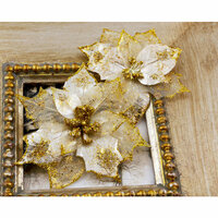 Prima - Holiday Lights Collection - Flower Embellishments - Poinsettias - Gold Dust, CLEARANCE