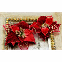 Prima - Holiday Lights Collection - Flower Embellishments - Poinsettias - Ruby Sparkle