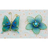 Prima - Gossamer Wings Collection - Jeweled Butterfly and Flower Embellishments - Sea Green