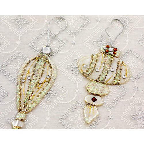 Prima - Holiday Lights Collection - Christmas - Scrapbook Ornaments - Pearl White, CLEARANCE