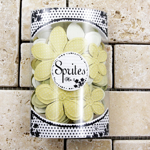 Prima - Sprites 3 Antique Collection - Assorted Flowers - Yellow