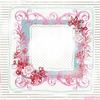Prima - Specialty Paper Collection - 12 x 12 Embroidered Paper - Fuschia Frame