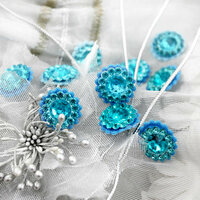 Prima - Sultan Collection - Bling - Flower Center Embellishments - Blue