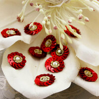 Prima - Raja Collection - Bling - Flower Center Embellishments - Red