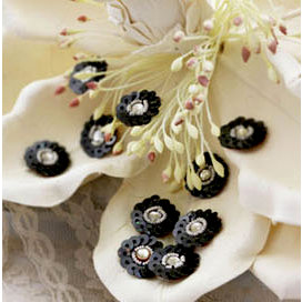 Prima - Raja Collection - Bling - Flower Center Embellishments - Black, CLEARANCE