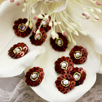 Prima - Raja Collection - Bling - Flower Center Embellishments - Brown, CLEARANCE