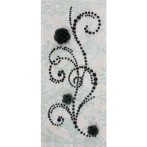 Prima - Say It In Pearls Collection - Self Adhesive Jewel Art - Bling - Fairy Dust with Flowers - Black, CLEARANCE