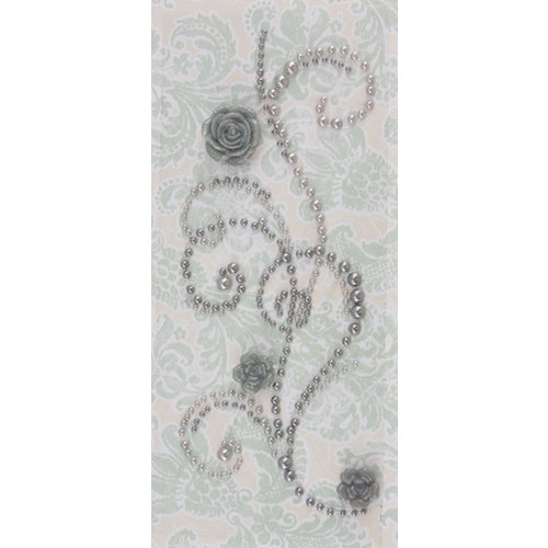 Prima - Say It In Pearls Collection - Self Adhesive Jewel Art - Bling - Fairy Dust with Flowers - Gray, CLEARANCE