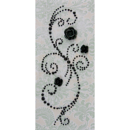 Prima - Say It In Pearls Collection - Self Adhesive Jewel Art - Bling - Fairy Wings with Flowers - Black, CLEARANCE