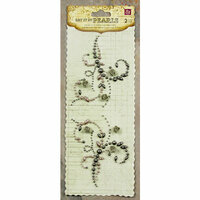 Prima - Say It In Pearls Collection - Self Adhesive Jewel Art - Bling - Mini Flourish with Roses - Gray, CLEARANCE