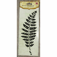 Prima - Say It In Pearls Collection - Self Adhesive Jewel Art - Bling - Fern Leaf - Black, CLEARANCE