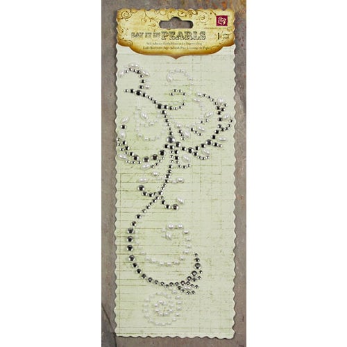 Prima - Say It In Pearls and Crystals Collection - Self Adhesive Jewel Art - Bling - Flourish - Clear