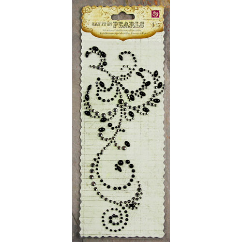 Prima - Say It In Pearls and Crystals Collection - Self Adhesive Jewel Art - Bling - Flourish - Black, CLEARANCE