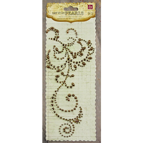 Prima - Say It In Pearls and Crystals Collection - Self Adhesive Jewel Art - Bling - Flourish - Brown