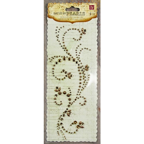 Prima - Say It In Pearls and Crystals Collection - Self Adhesive Jewel Art - Bling - Swirl - Brown