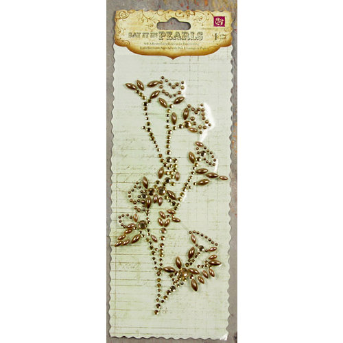 Prima - Say It In Pearls and Crystals Collection - Self Adhesive Jewel Art - Bling - Flower Stem - Brown, CLEARANCE