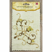 Prima - Say It In Pearls Collection - Self Adhesive Jewel Art - Bling - Flourish Corner with Roses - Brown, CLEARANCE