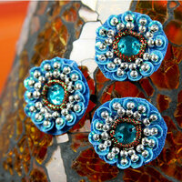 Prima - Dynasty Collection - Bling - Flower Center Embellishments - Azure, CLEARANCE