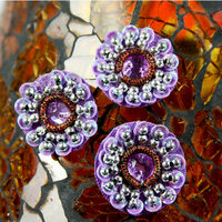 Prima - Dynasty Collection - Bling - Flower Center Embellishments - Amethyst