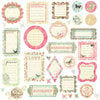 Prima - Raspberry Tea Collection - Self Adhesive Glittered Chipboard Pieces - Journaling, CLEARANCE
