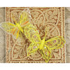 Prima - Butterflies Collection - Sheer Fabric Butterflies with Metal Clip - Yellow, CLEARANCE