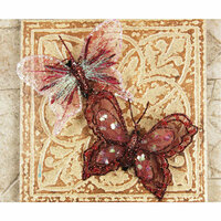 Prima - Butterflies Collection - Sheer Fabric Butterflies with Metal Clip - Burgundy, CLEARANCE