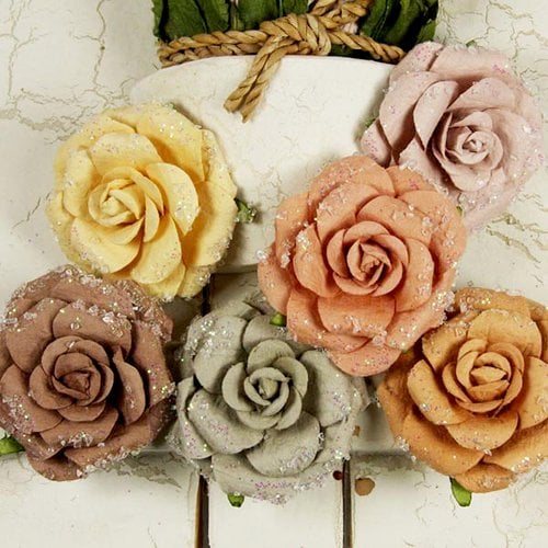 Prima - Winter Rose Collection - Flower Embellishments - Marble Ice