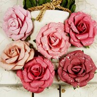 Prima - Winter Rose Collection - Flower Embellishments - Cherry Frost