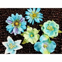 Prima - Melange Collection - Flower Embellishments - Lagoon, CLEARANCE