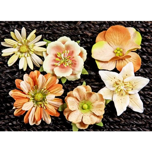 Prima - Melange Collection - Flower Embellishments - Peach, CLEARANCE