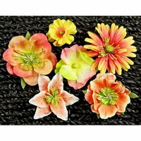 Prima - Melange Collection - Flower Embellishments - Sunset, CLEARANCE