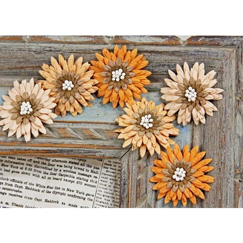 Prima - Petite Mums Collection - Flower Embellishments - Iced Copper, CLEARANCE