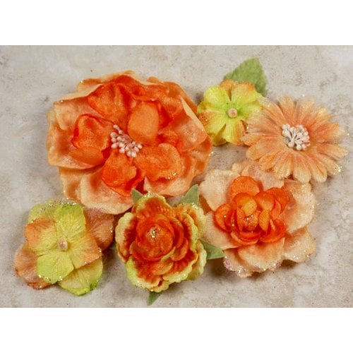 Prima - Symphony Blend - Flower Embellishments - Allegro Orange, CLEARANCE