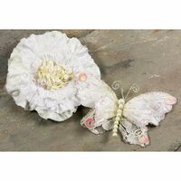 Prima - Andorra Collection - Jeweled Butterfly and Flower Embellishments - White, CLEARANCE