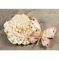 Prima - Andorra Collection - Jeweled Butterfly and Flower Embellishments - Light Peach
