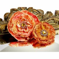 Prima - Grand Dame Collection - Fabric Flower Embellishments - Cognac, CLEARANCE