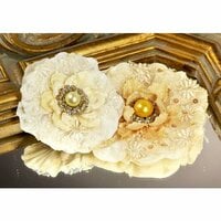 Prima - Grand Dame Collection - Fabric Flower Embellishments - Candle Glow