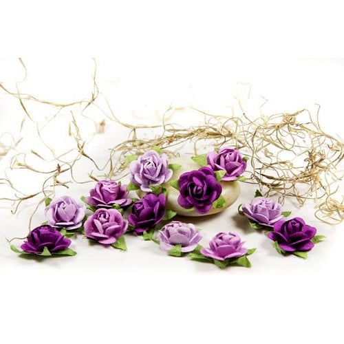 Prima - Fairytale Roses Collection - Miniature Mulberry Flower Embellishments - Purple